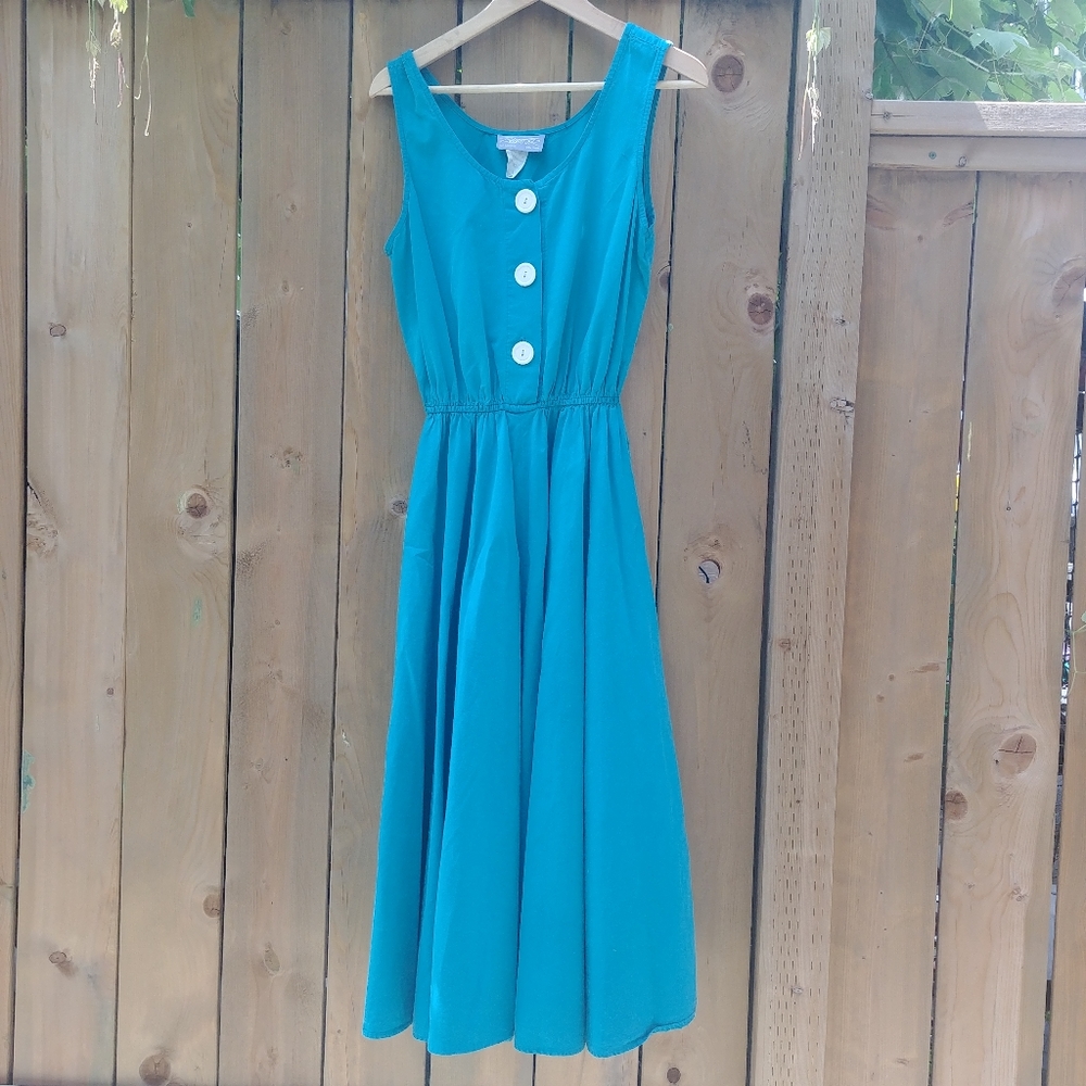 Vintage Turquoise Day Dress Size M